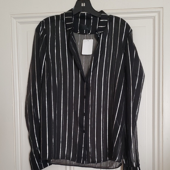 RtA Black and Silver Striped Top